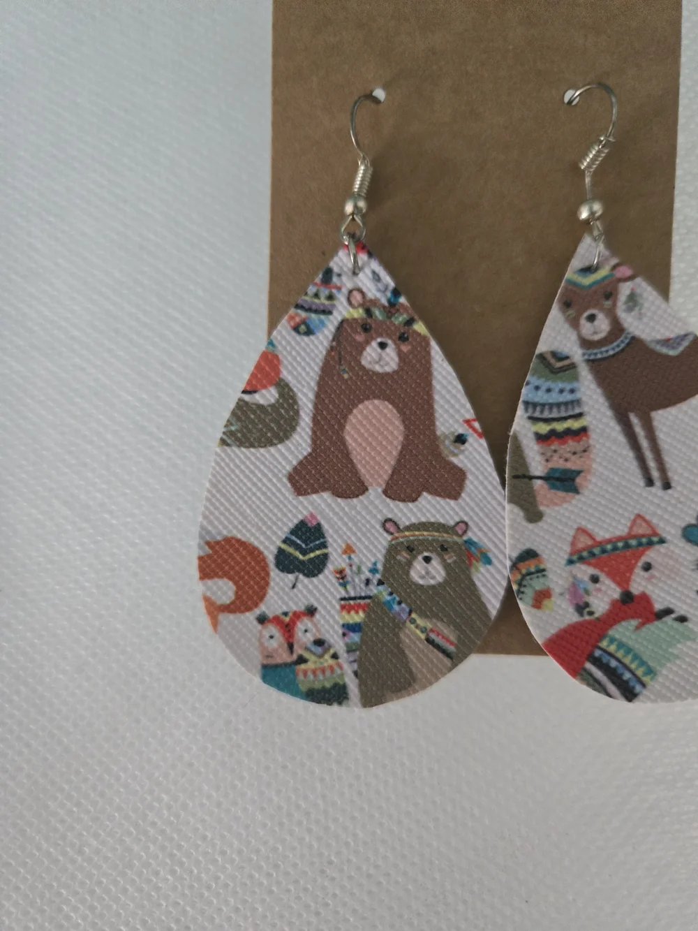 4/$15 Boho Teardrop Floral Fox Print Earrings Cottagecore Whimsy Fairy Forest